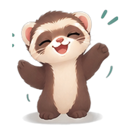 The TryCoax ferret, cheering.